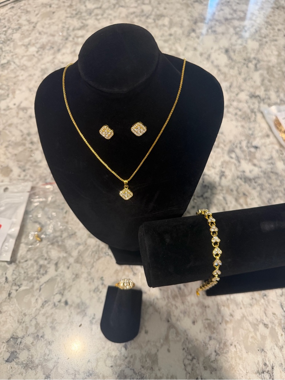 Gold-Tone Cubic Zirconia Pendant Necklace & Bracelet Set - Women